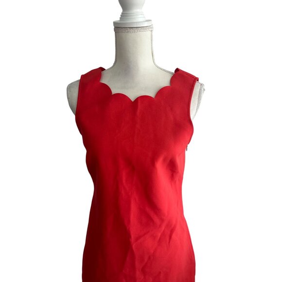 J CREW Red Scalloped Cocktail Dress Size US 6 - Picture 7 of 9